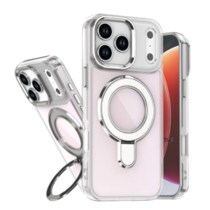 Coque Transparente Magnétique MagSafe avec Support Anneau Rotatif pour iPhone 17 PM,13 PM,12 PM etc.