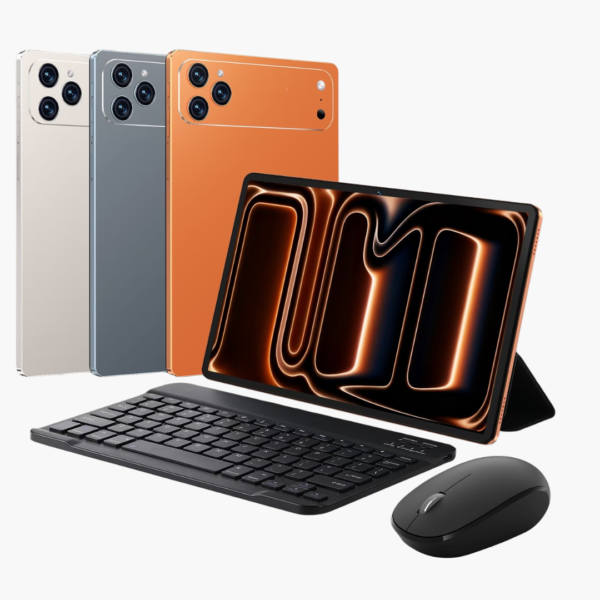 Type : tablette tactile avec accessoires Écran tactile grand format Clavier sans fil inclus Souris sans fil incluse Support arrière intégré au clavier/étui Design fin et moderne Format portable Adaptée au travail, aux études et au divertissement Navigation Internet, vidéos, applications et bureautique Disponible en plusieurs coloris selon le modèle