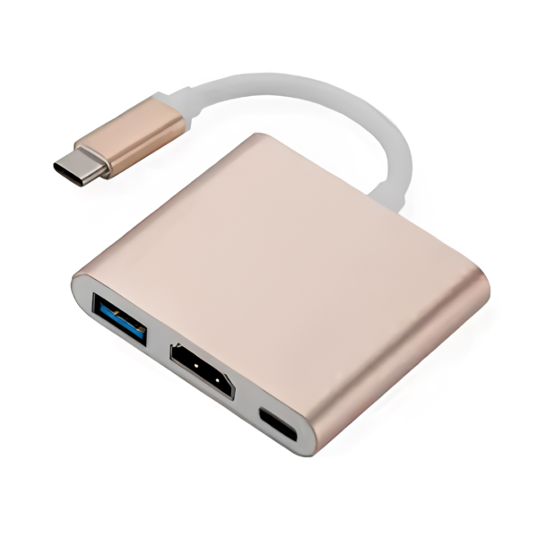 Adaptateur de concentrateur USB C en alliage d'aluminium 3-en-1 de type C vers câble convertisseur HDTV + USB3.0 + PD en stock