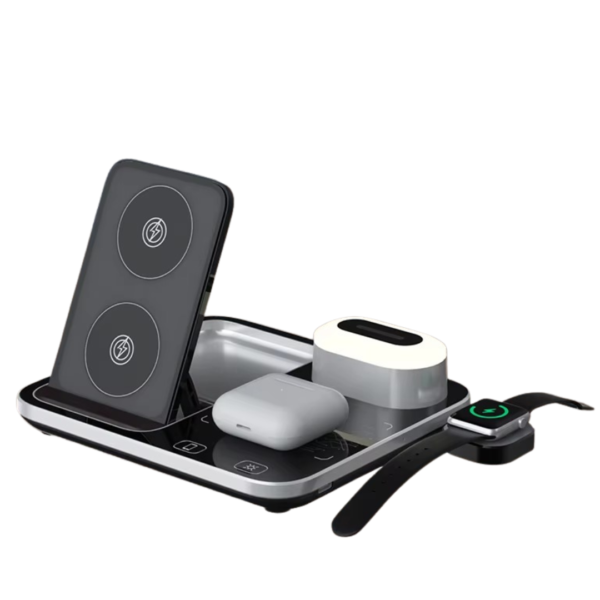 Station de Charge Sans Fil 3-en-1 – Chargeur Rapide pour Smartphone, Apple Watch & Écouteurs
