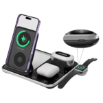 Station de Charge Sans Fil 3-en-1 – Chargeur Rapide pour Smartphone, Apple Watch & Écouteurs