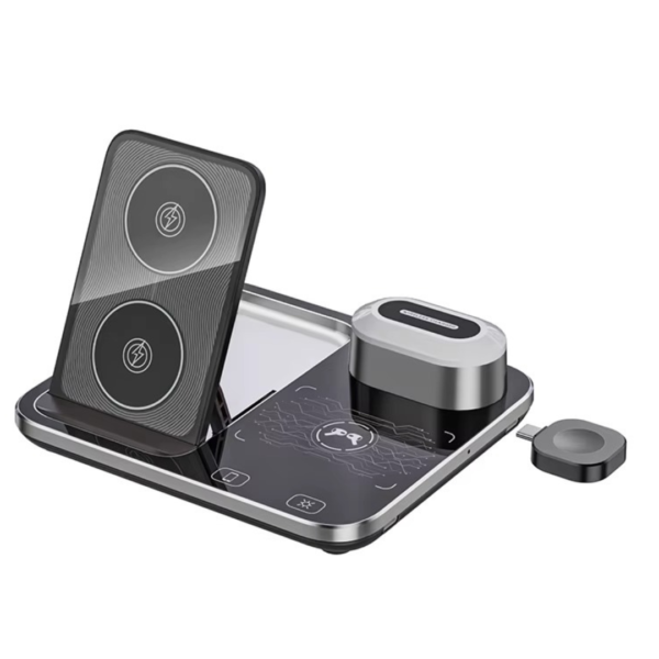 Station de Charge Sans Fil 3-en-1 – Chargeur Rapide pour Smartphone, Apple Watch & Écouteurs