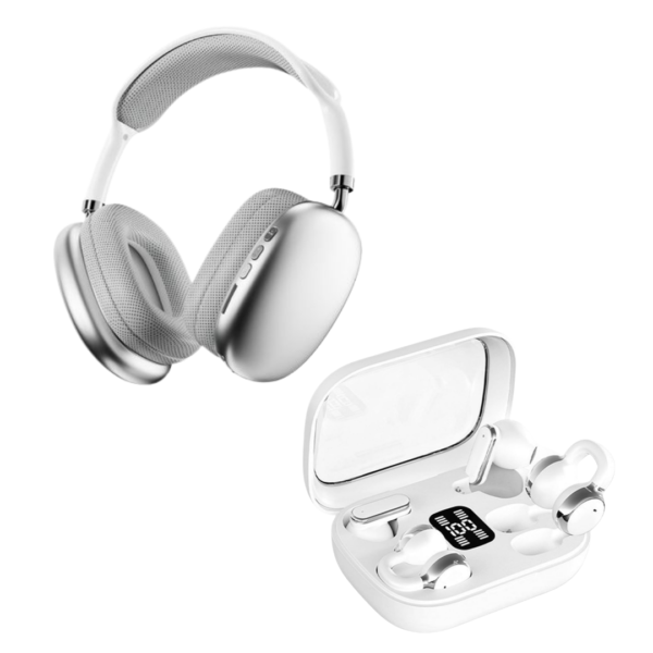 Profitez d’une expérience audio immersive avec le casque sans fil LANGEER, accompagné d’écouteurs Bluetooth TWS pour répondre à tous vos besoins. Son design élégant en finition argentée, ses coussinets confortables et ses fonctionnalités pratiques en font un accessoire idéal pour écouter de la musique, regarder des vidéos et passer des appels.