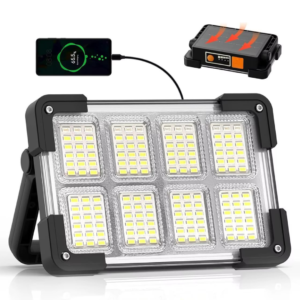 Lampe LED solaire portable avec sorties USB pour téléphones, rechargeable, pour camping en plein air, randonnée, pêche, chantier, urgence