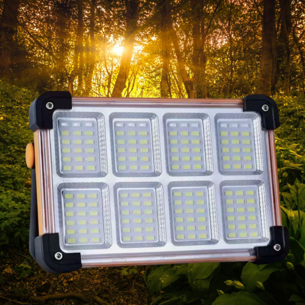 Lampe LED solaire portable avec sorties USB pour téléphones, rechargeable, pour camping en plein air, randonnée, pêche, chantier, urgence
